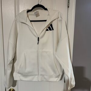 Adidas Cream Zip-Up Hoodie
